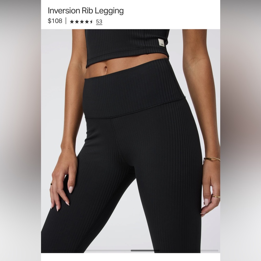 Vuori Black Inversion Ribbed Leggings-like new!